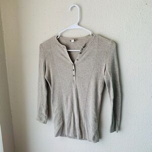 Gorpcore Ribbed Outdoors Camping Henley Long Sleeve T-Shirt Women's Size Small